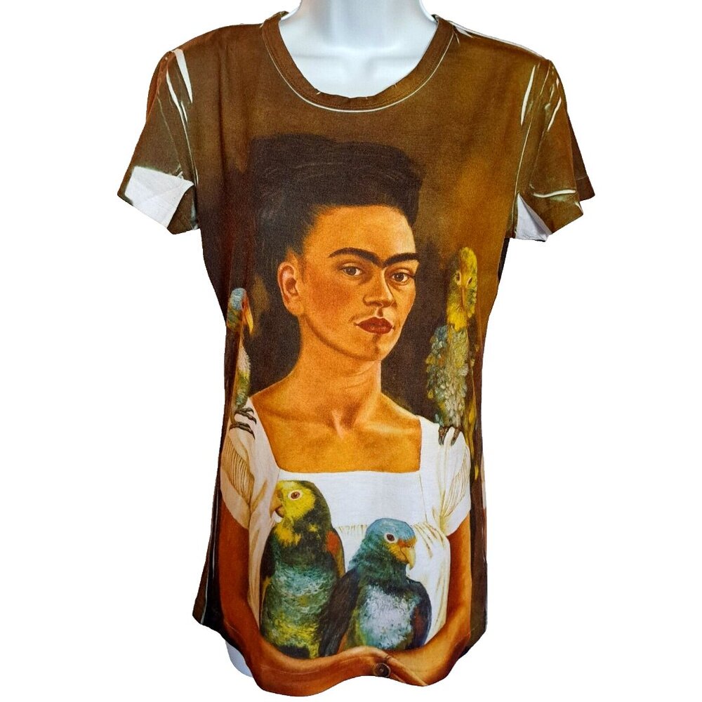 WAYAN Mexico FRIDA KAHLO unisex T-SHIRT Sz S COLLECTOR ITEM art to wear STUNNING